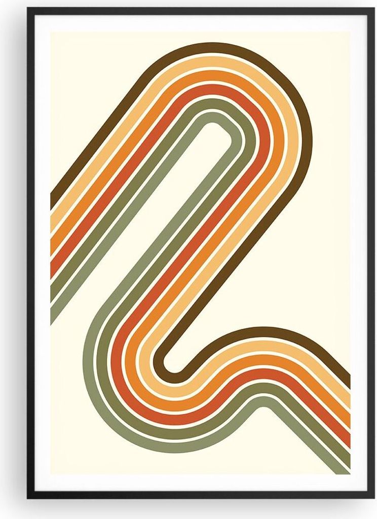 Gerahmtes Poster - Schwarzer Rahmen - Abstraktion Weg Gürtel - 70x100 cm - Wand Bild - Wanddeko - Wandbilder - Kunstposter - Wandposter - Bilderra...