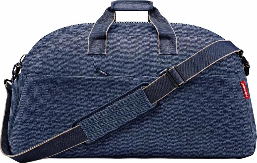 Sac de voyage Overnighter Herringbone Dark Blue avec bandoulière large
