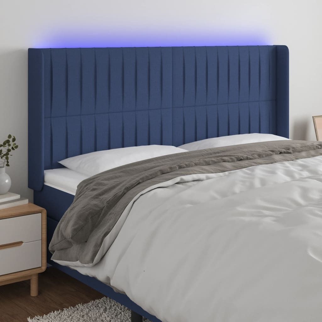 Maison Exclusive - LED Kopfteil Blau 203x16x118/128 cm Stoff