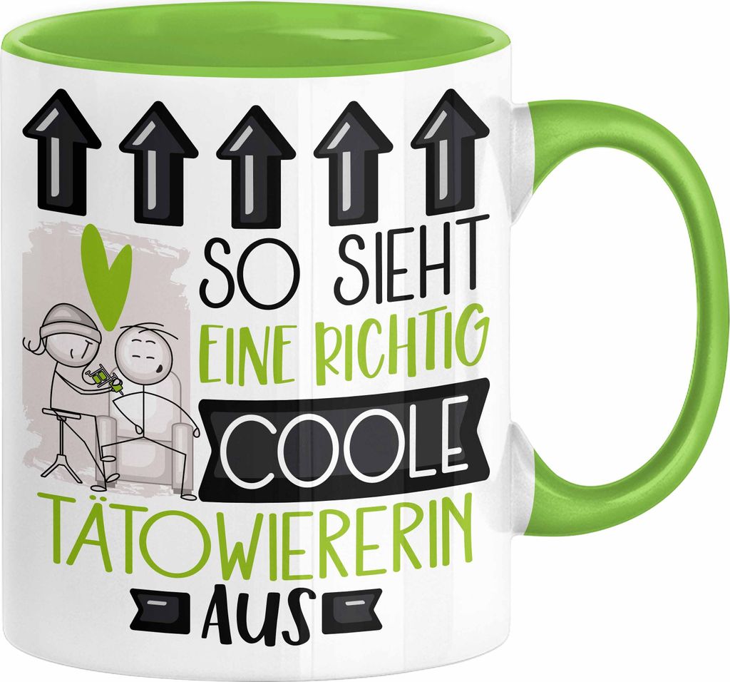 Tätowiererin Geschenk Tasse Geschenkidee für Tätowiererin Geburtstag Weihnachten Spruch So Sieht Eine Richtig Coole Tätowiererin Aus Kaffee-Bec...