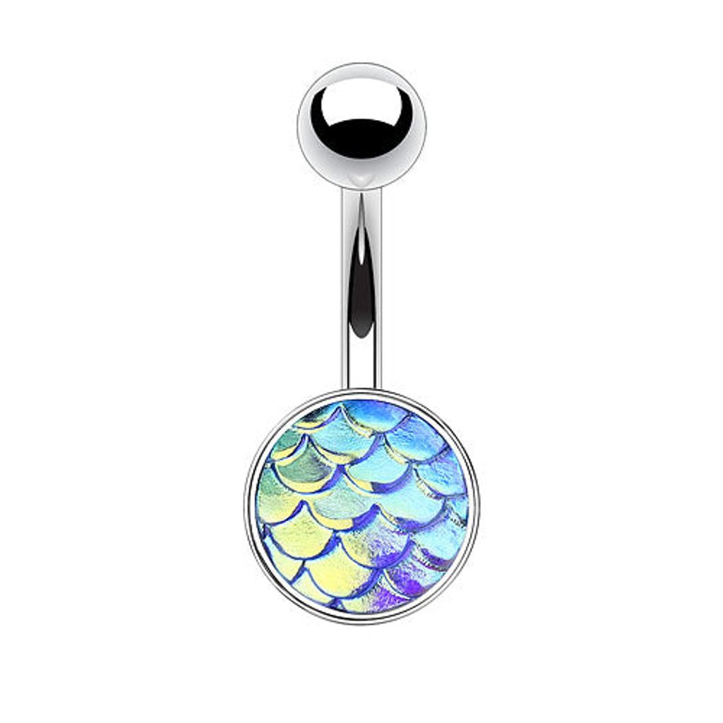 Taffstyle Bauchnabelpiercing Bauchnabelpiercing Banane Stecker mit Rainbow Effekt Kopf, Hellblau