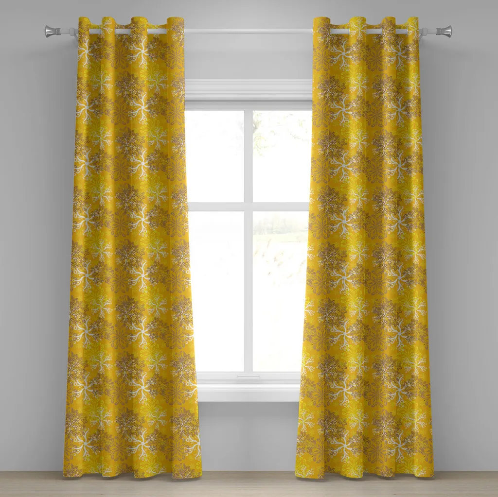 Rideau de salon jaune et blanc 280x245 cm pour ambiance lumineuse