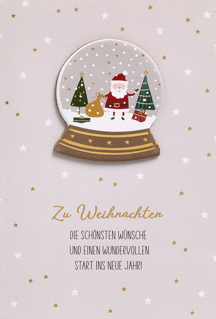 Weihnachten Feelings Collection unverpackte Weihnachtskarten mit Briefumschlag Schneekugel Weihnachtsmann die schönsten Wünsche