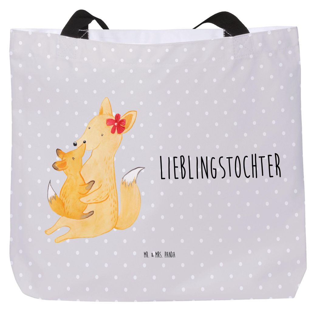 Mr. & Mrs. Panda Tote Bag Fuchs Mama - Grau Pastell - Geschenk, Schultasche, Einkaufstasche, Muttertag, Schoß, Mutter, Tasche, Reisetasche, Strand...