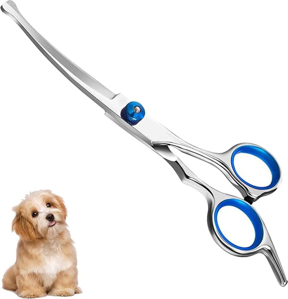 Hondenschaar gebogen Schaar Bontschaar Rostfreies Stahl Vachtschaar Runde Punkt für Hunde und Katzen - Grooming Schaar