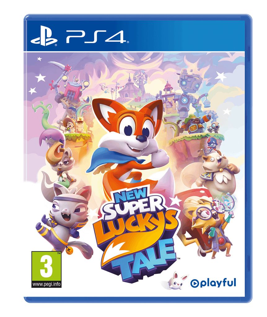 The image shows the front cover of the video game 'New Super Lucky's Tale' for PlayStation 4.