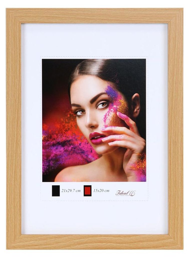 Holz Bilderrahmen Lifestyle Plexi Foto Rahmen Collage Wanddeko Poster HR-25 - Farbe: Buche | Format: 40x50