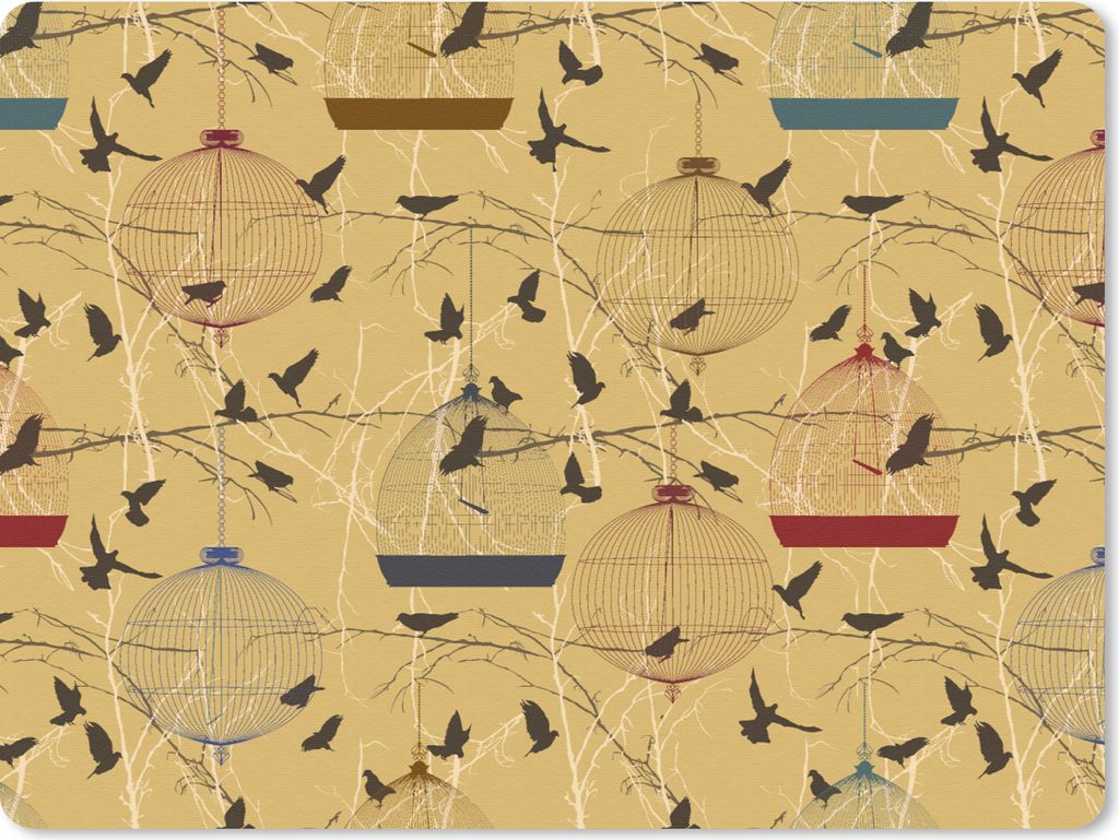 MuchoWow Mauspad Mousepad Vogelkäfig - Vogel - Muster 23x19 cm - Mousepads - Maus Mat - Pad - Mausunterlage - Schreibtischunterlage - Mauspad