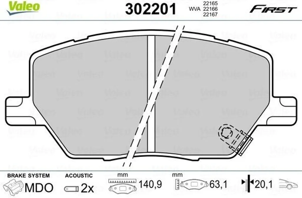 Plaquettes de frein avant haute performance Valeo 302201 pour Jeep WJ
