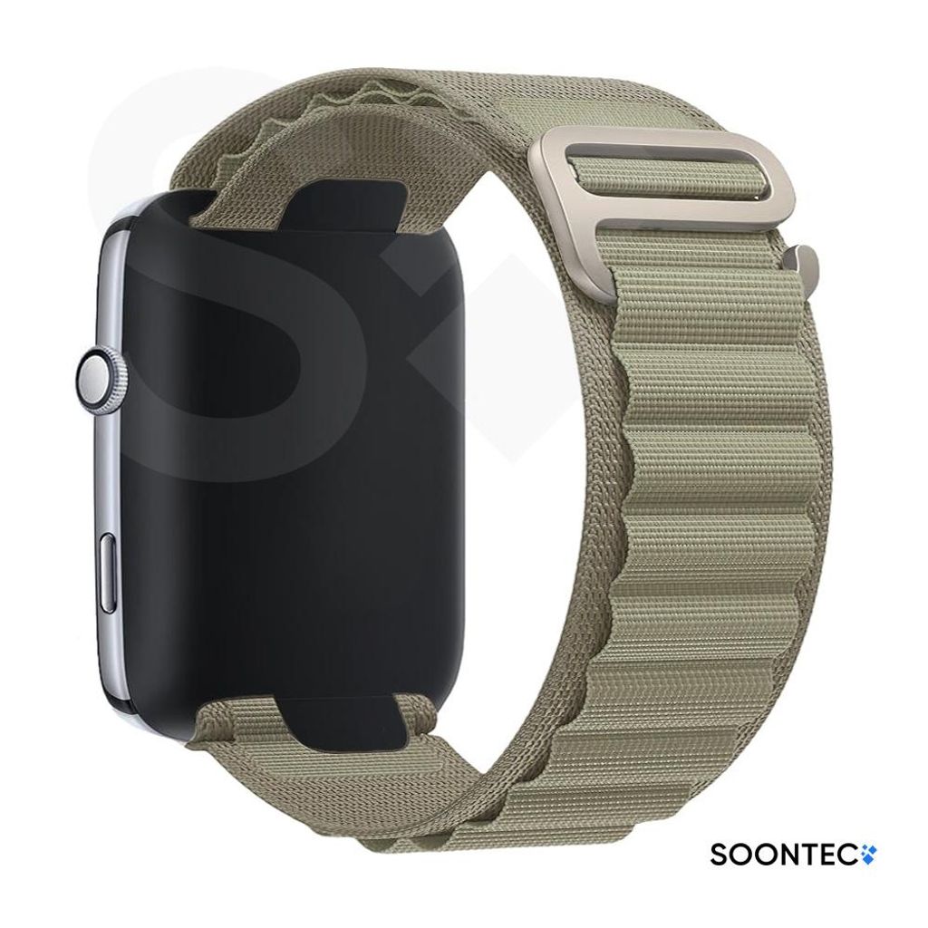 SOONTEC Premium Nylon Loop Armband für Apple Watch Ultra 1/2/3 & Series 1-11 – Robustes Outdoor-Sportarmband mit G-Hook Verschluss - in Olive