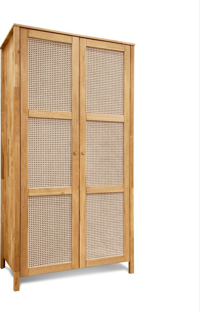 Kleiderschrank 2-Türig Schrank Fani 107x61x202 Eiche Wiener Geflecht
