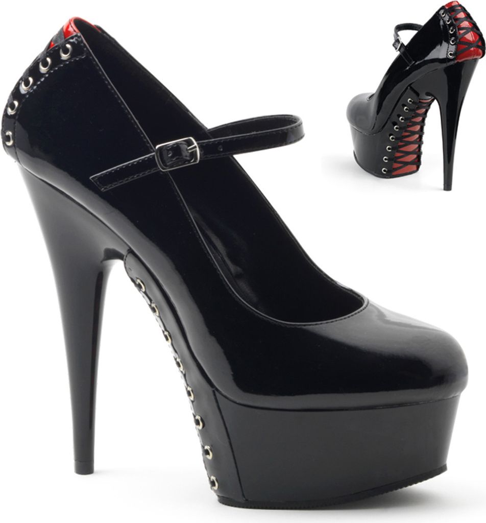 DELIGHT-687FH Damen Pumps von Pleaser, Schwarz-Rot EU 39, Produktbild 