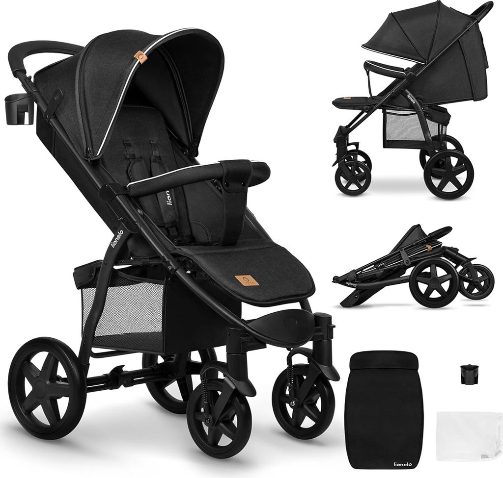Lionelo ANNET czarny wózek spacerowy z oponami piankowymi Zdjęcie produktu 16