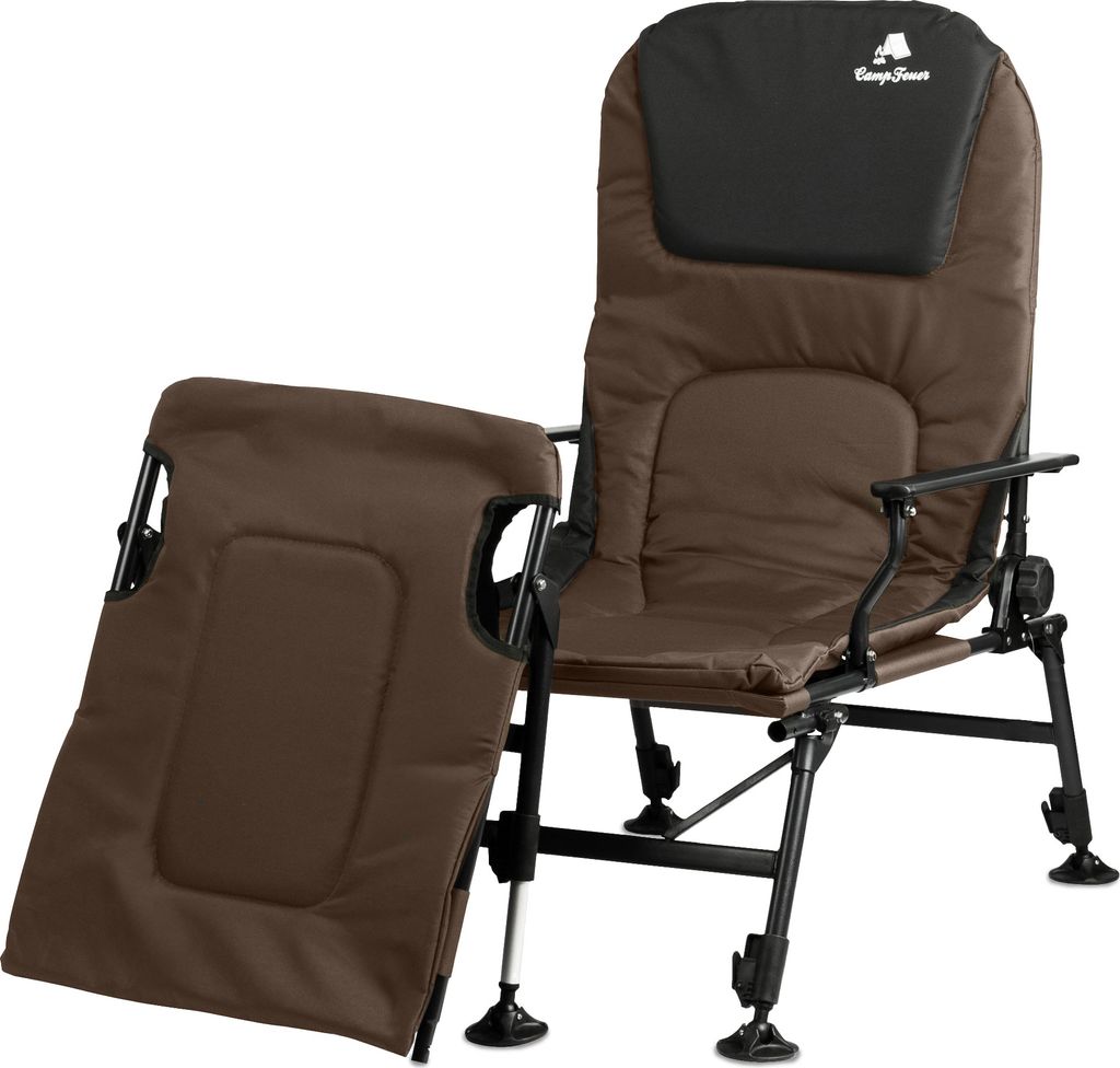 CampFeuer 2in1 Angelstuhl, Braun/Schwarz, Höhenverstellbare Produktbild 