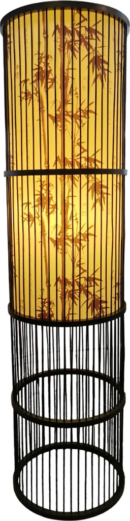 Luminaire Bambou Noir Tressé à la Main - Lampe sur Pied Design 1m