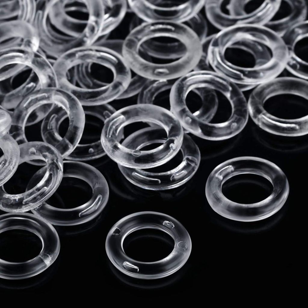 BOAO 100 Stücke Durchsichtige Römische Raffrollo Vorhang Ringe, 13 mm Außen Durchmesser, 8 mm Innen Durchmesser, Transparente Kunststoff Ringe