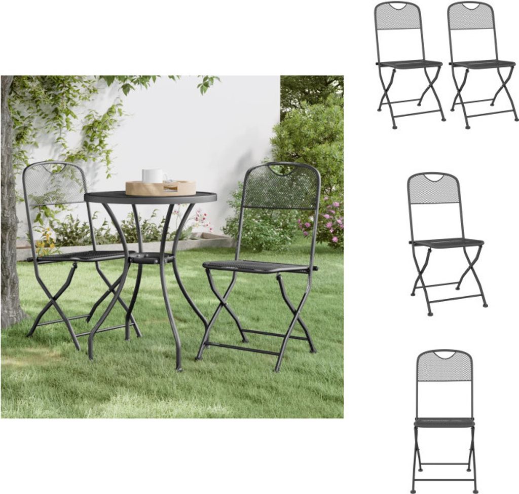 vidaXL Klappbare Gartenstühle 2 Stk. Streckgitter Anthrazit - Gartenstühle