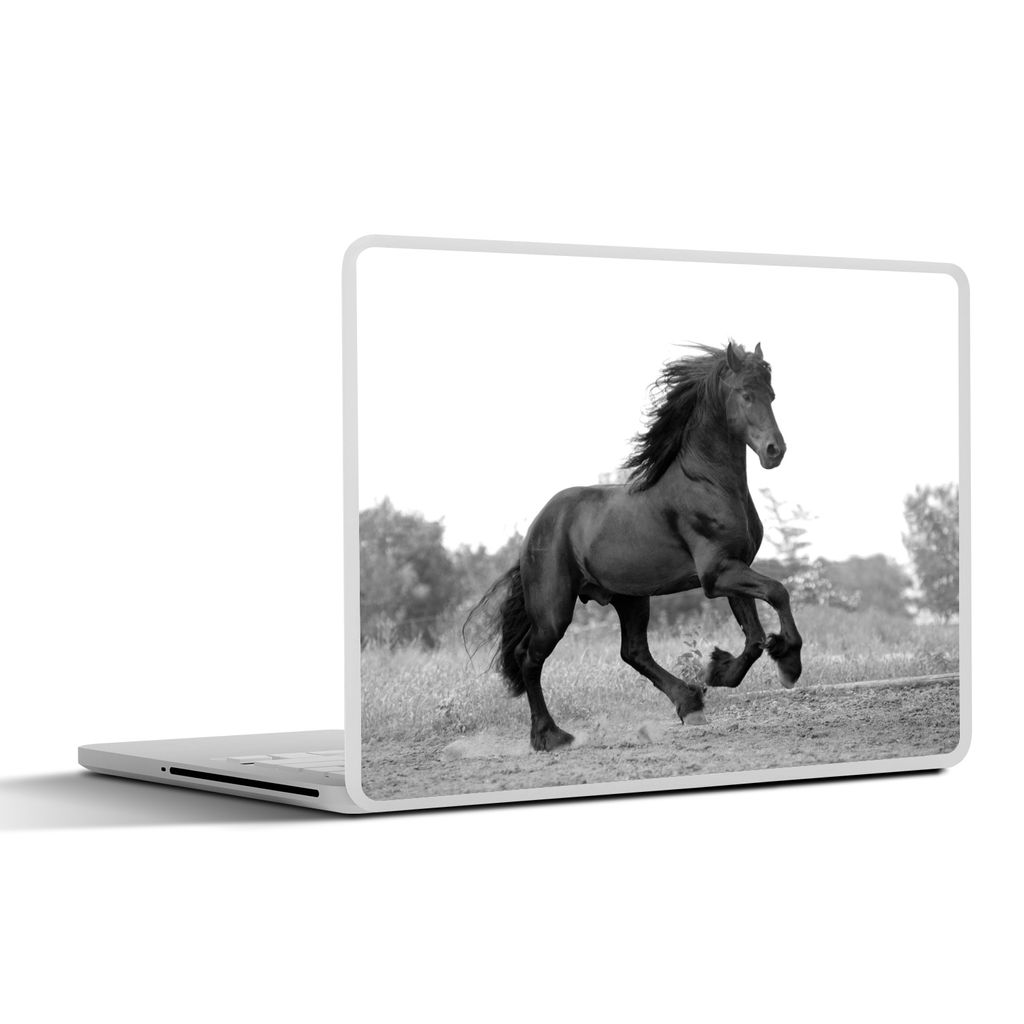 MuchoWow Laptop Aufkleber Sticker Cover Pferd - Schwarz - Natur 30x22 cm - Laptop-Sticker