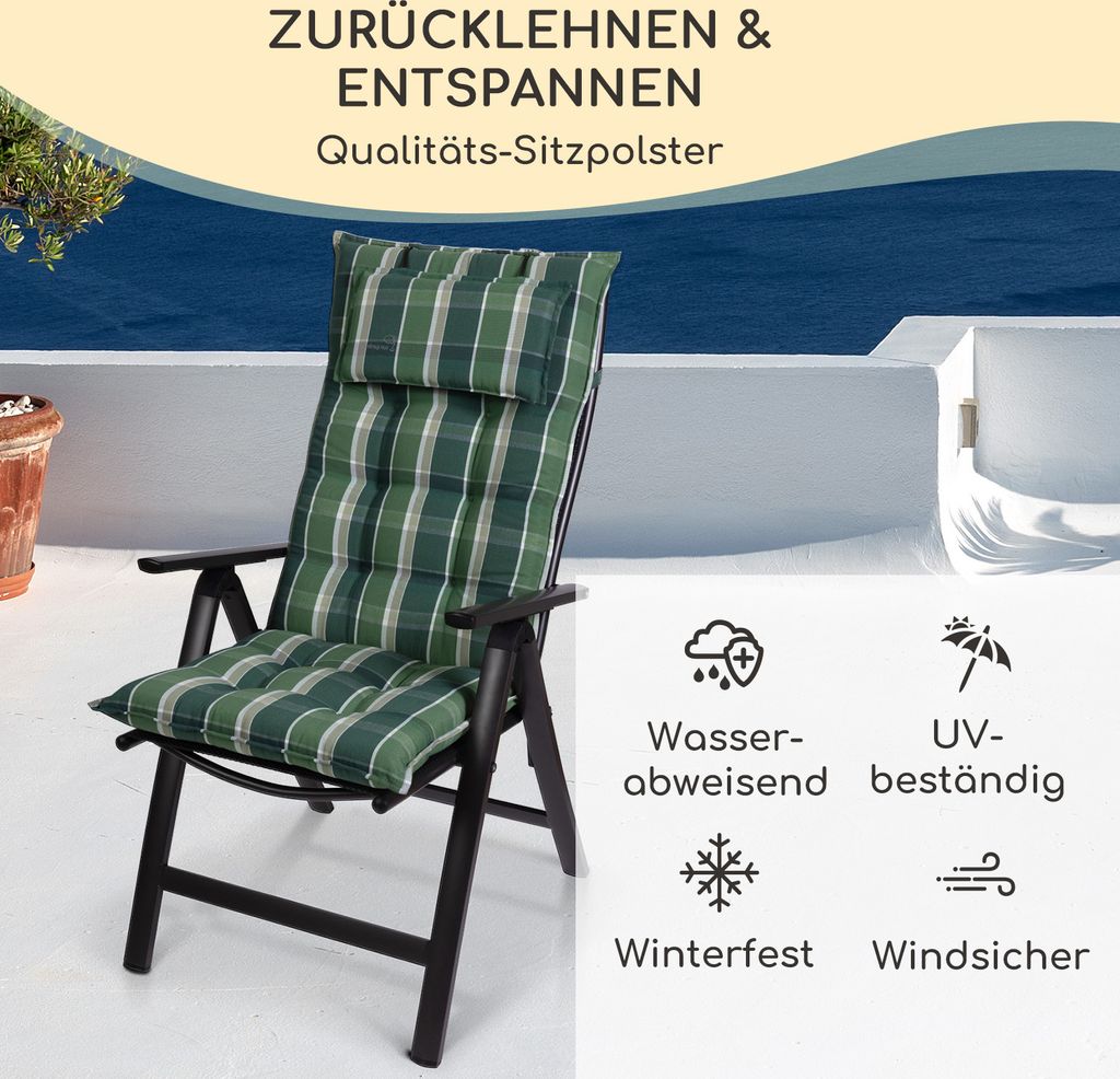 Homeoutfit24 Sylt Gartenstuhlauflagen Hochlehner, 1er Set,  Produktbild 2