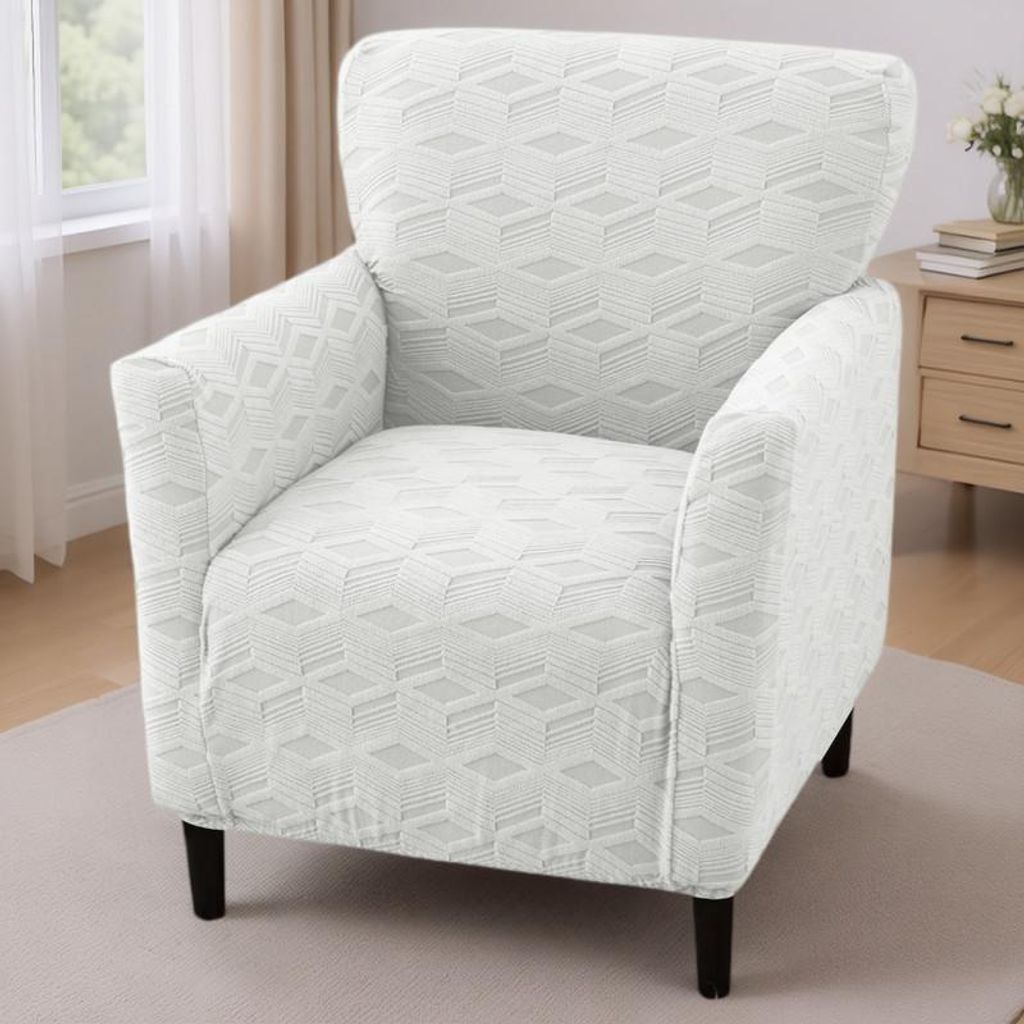 Stretch-Sofabezug, 1-Sitzer-Sofa-Schutz fürs Wohnzimmer,Cremeweiß