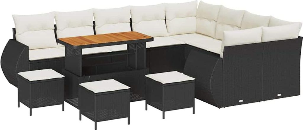 Garten-Sofa-Set 13 pcs Schwarz Poly-Rattan