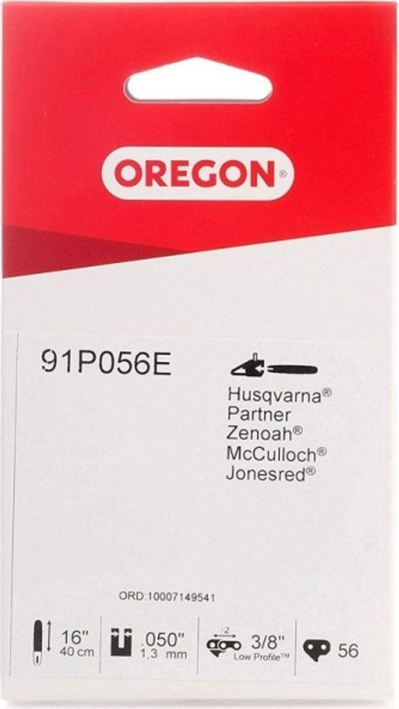 The image shows the packaging of a chainsaw chain.