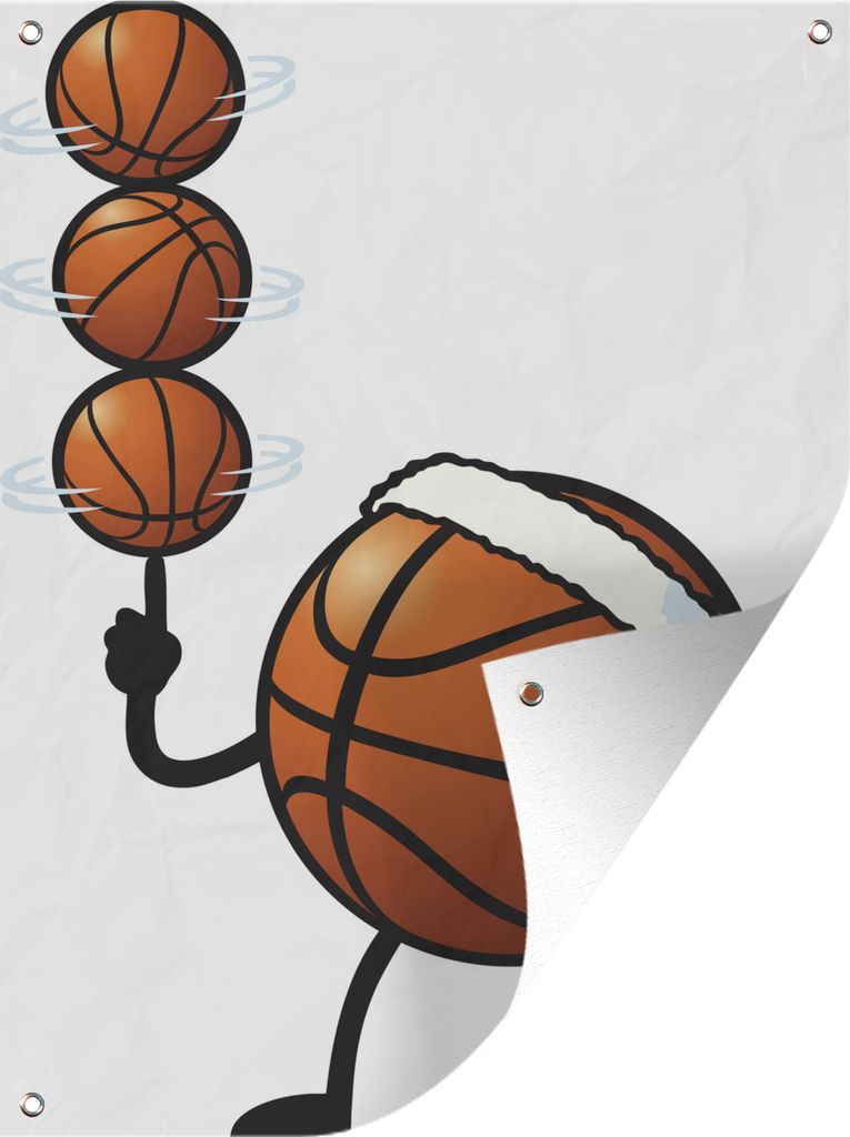 MuchoWow 30x40 cm Outdoor-Poster Gartendeko Sichtschutz Garten Poster für den Garten Eine Illustration einer Basketballfigur mit mehreren Bällen