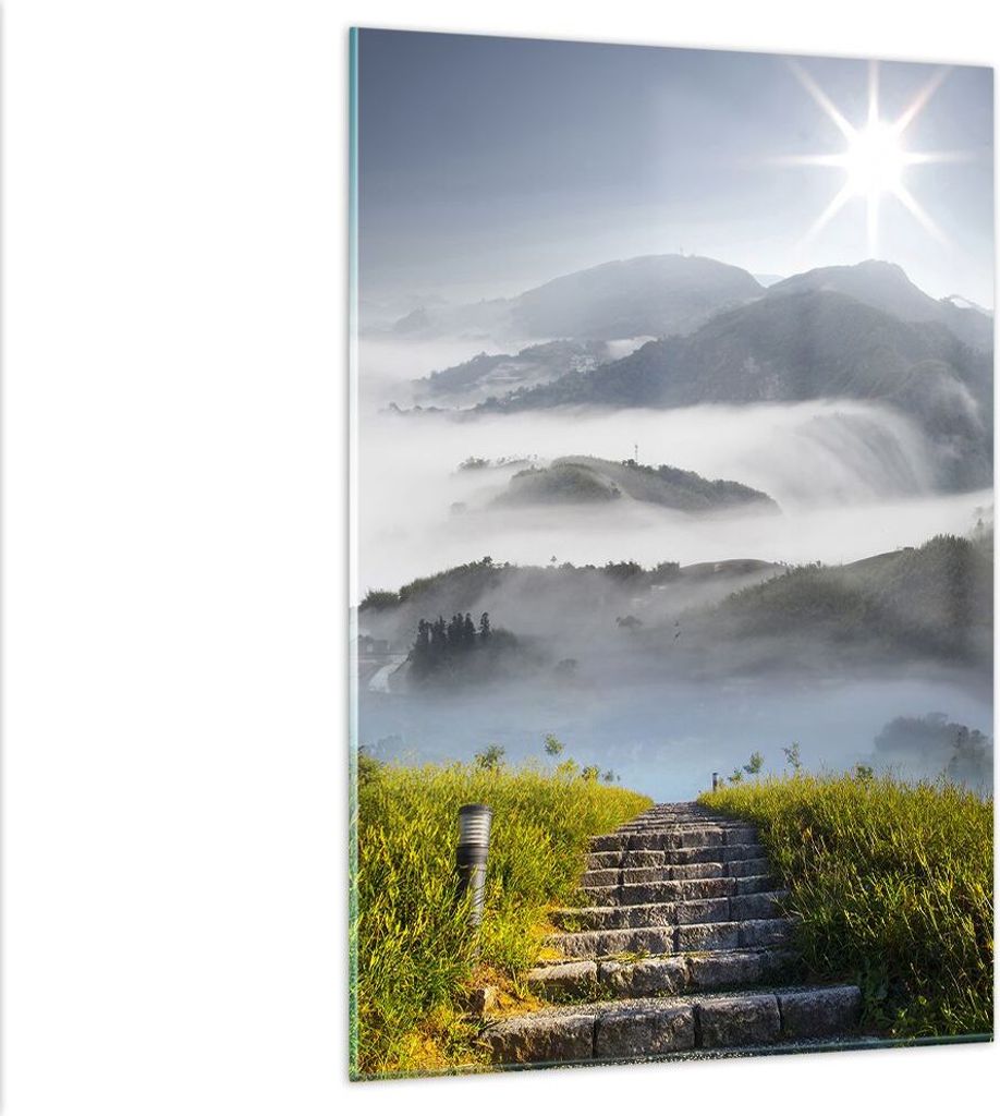 Bilder auf glas - Einteilig - Berg Nebel Landschaft Morgen Produktbild 