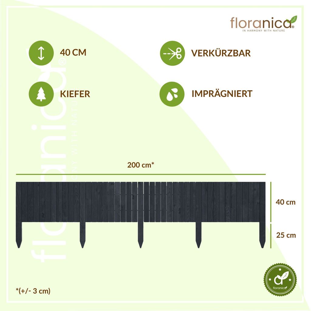 Floranica Rollborder II Flexibilní dřevěný plot 200 x 40 cm Obrázek produktu 2