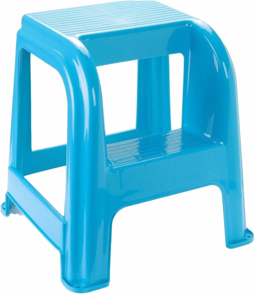 Plasticforte Tritthocker - 2 Stufen - blau - Kunststoff - 44 x 42 x 45 cm