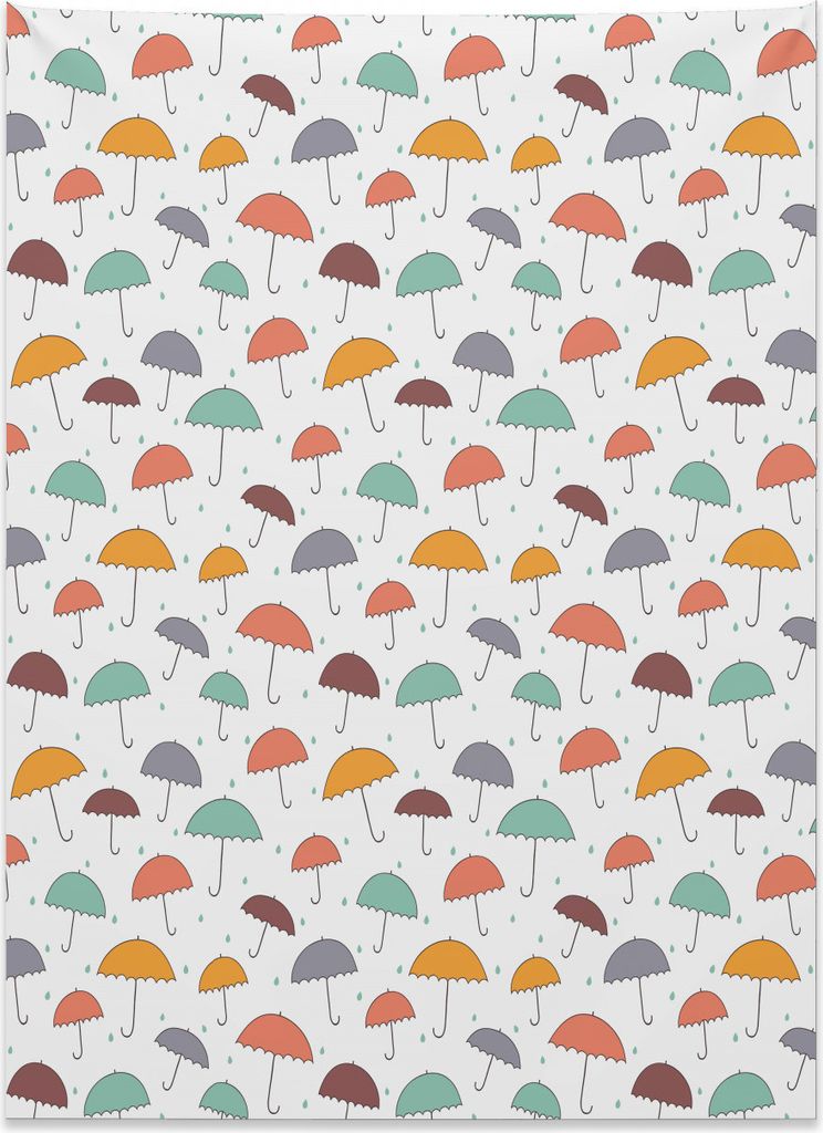 Abakuhaus Herbst Wandteppich, Regen bunte Regenschirme aus Weiches Mikrofaser Stoff Kein Verblassen Klare Farben Waschbar, 110 x 150 cm, Mehrfarbig