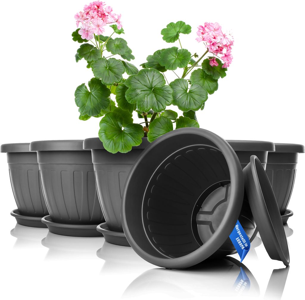 BigDean bloempotset met onderzetters, rond, ø28xH20 cm, Productafbeelding 