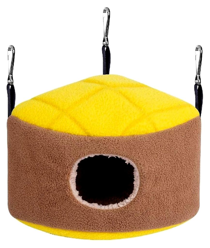 Papageiennest aus Plüsch, warm, für kleine Haustiere, Winterbett mit Metallhaken zum Aufhängen, geeignet für Nymphensittiche und Lovebirds