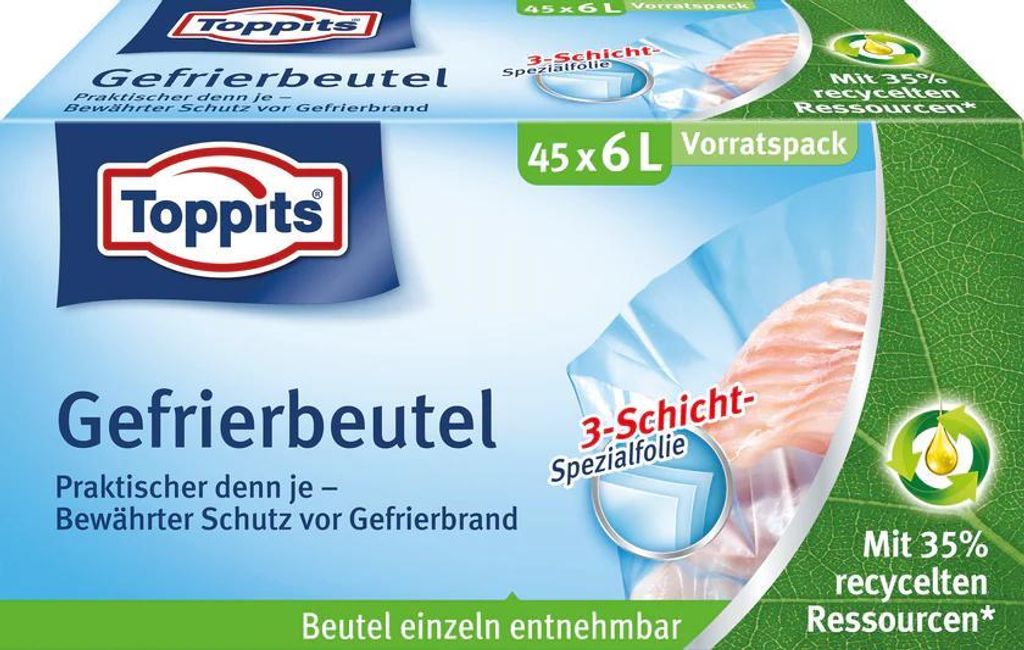 Toppits Gefrierbeutel 45x 6L Praktischer denn je- Bewährter Produktbild 