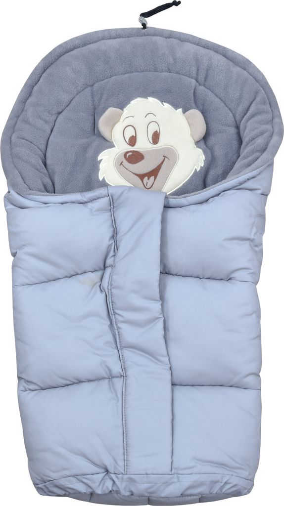 Baby-Delux Baby Schlafsack Winterfußsack Fleece Teddy Motiv größenverstellbar Grau