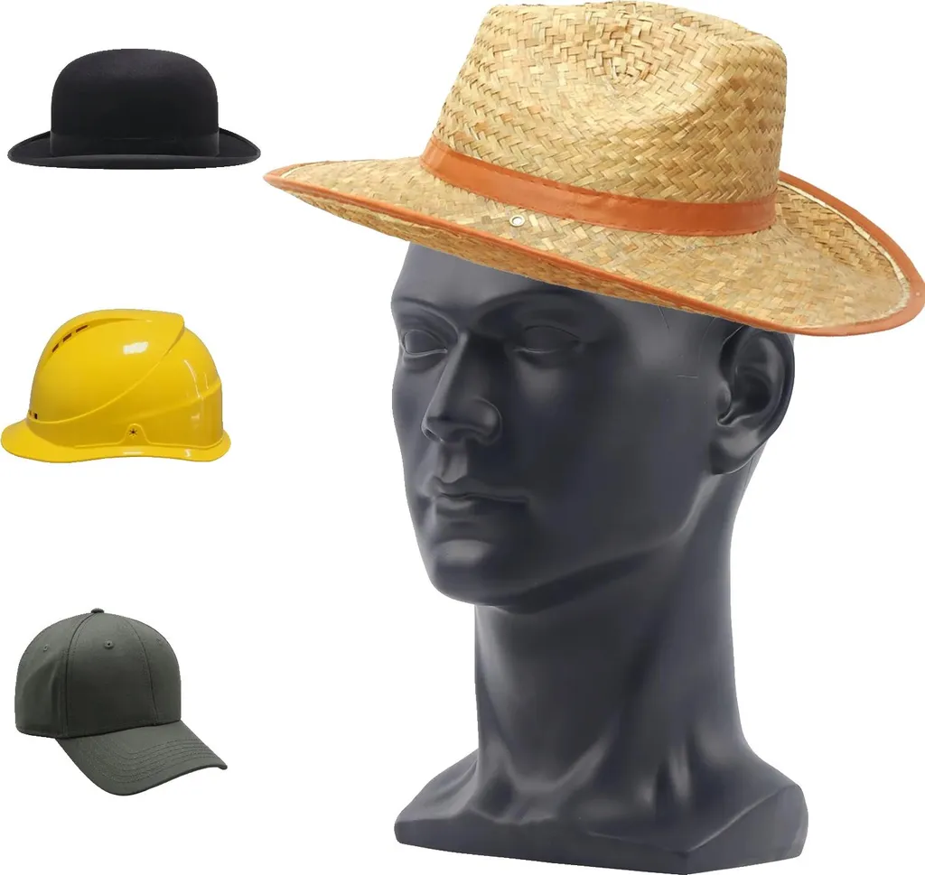 Support tête de mannequin noir pour chapeaux et perruques - 1 unité
