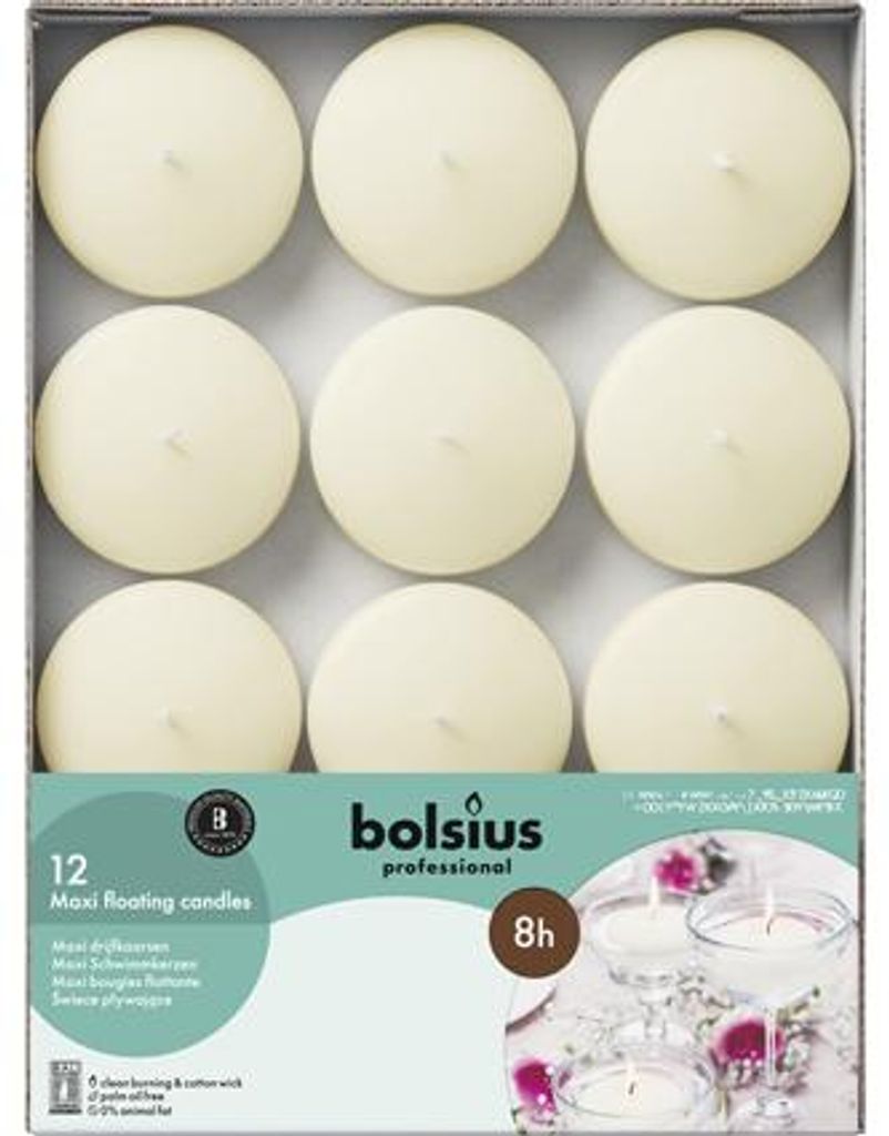 Velas flotantes grandes, color marfil, marca BOLSIUS, 29/77 Imagen del producto 