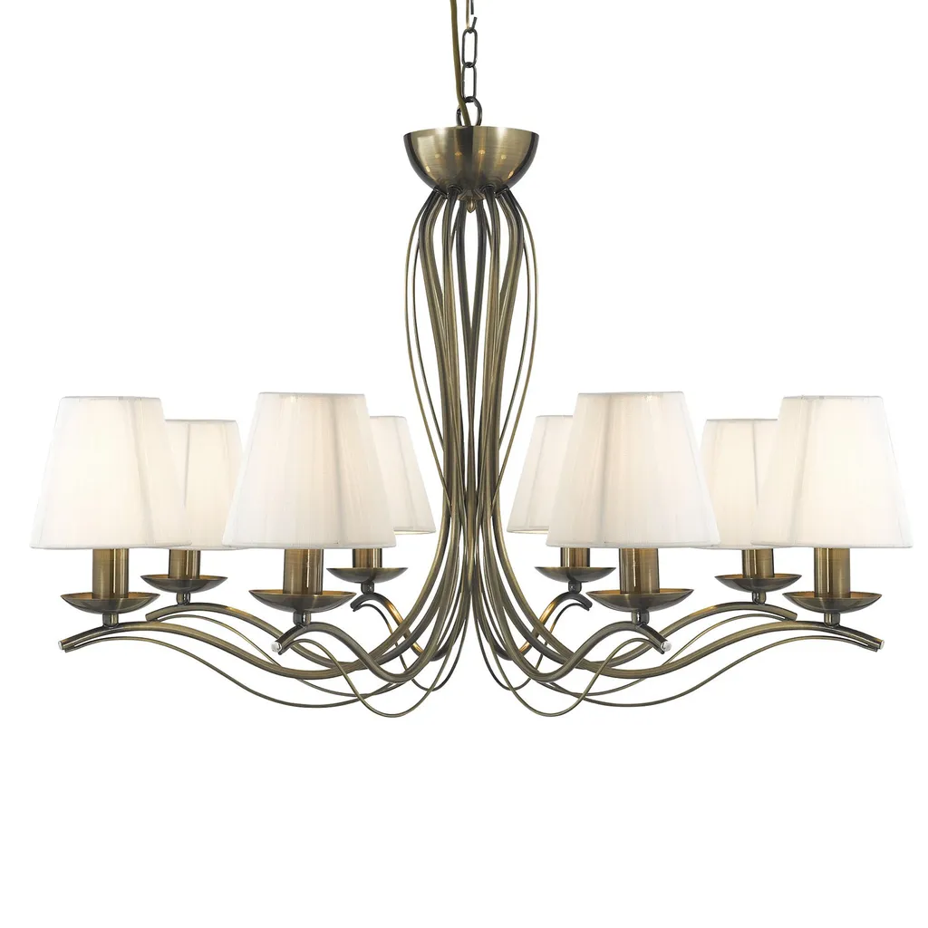 Luminaire plafonnier 8 branches Andretti laiton antique et corde douce