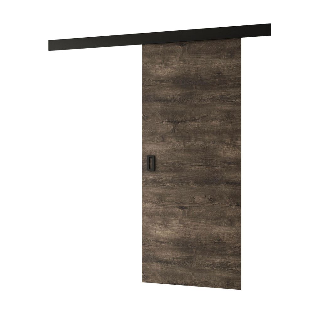 Schiebetür WAYATT mit Griff, Dunkel Eiche, Soft-Close-System, 76 cm