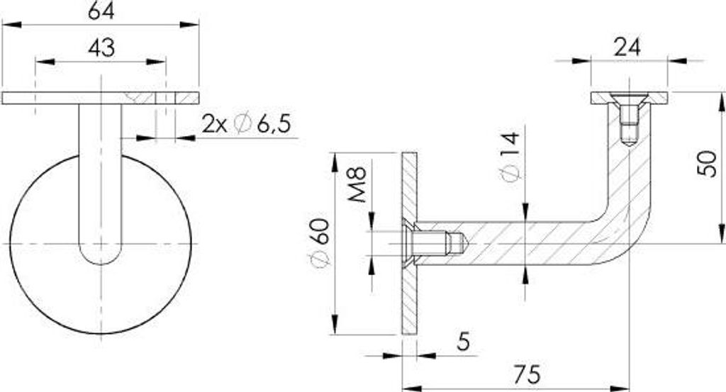 Handlaufhalter Edelstahl Wandhalter M8 G