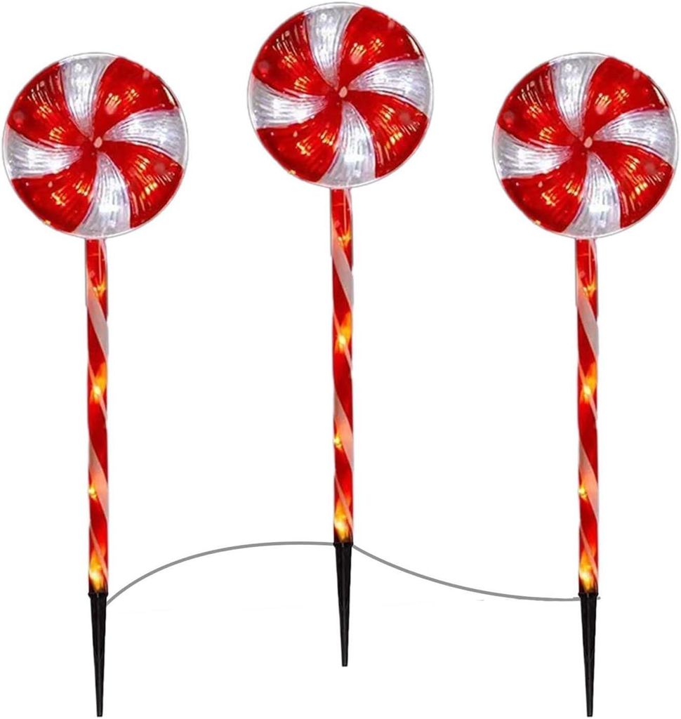 Świąteczne LED lampiony lizaki - 3 szt dekoracja ogrodowa Zdjęcie produktu 