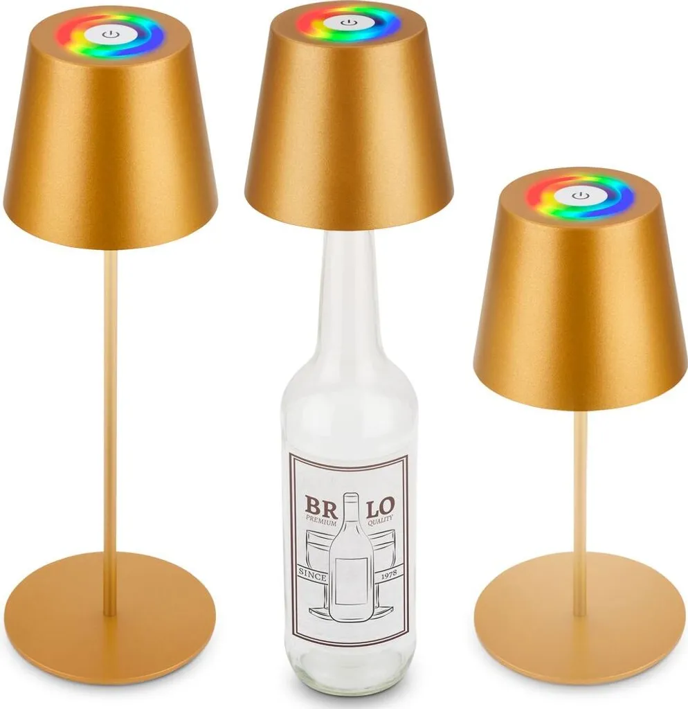 Lampe LED tactile RGBW dorée réglable en hauteur avec protection IP44