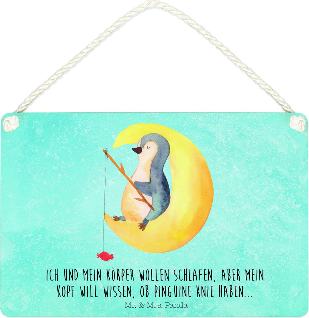 Mr. & Mrs. Panda Deko Schild Pinguin Mond DIN A4 - Eisblau - Geschenk, wandtafel, Süßigkeiten, schlafen, Wandbild, Spruch, Holzschild, Neugierig,...