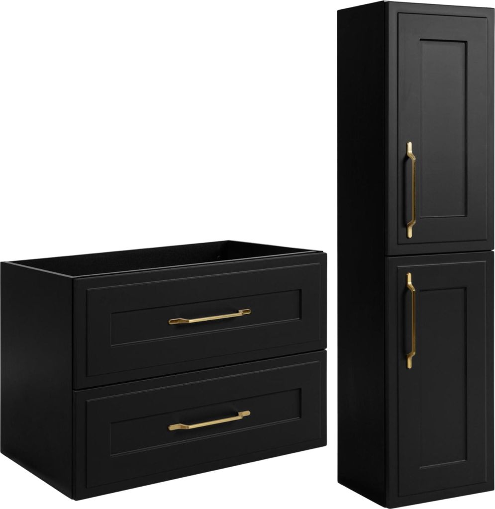 RODAN | Badezimmermöbel Set - 80 cm & 136 cm - Schwarz Matt Produktbild 
