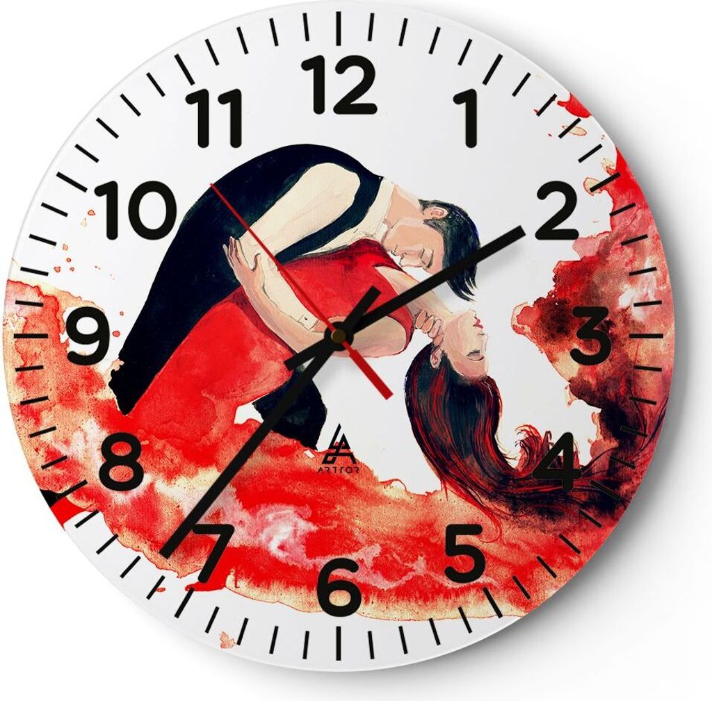 Wanduhr - Rund - Glasuhr - Tanz Clubbing Aktivitäten Mädchen - 30x30cm - Schleichendes Uhrwerk - Lautlos - zum Aufhängen bereit - Dekoration Mod...