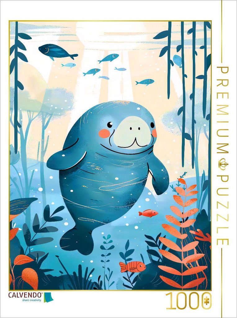 CALVENDO Puzzle Seekuh im Meer. Wanddeko | 1000 Teile Lege-Größe 64x48cm Foto-Puzzle für glückliche Stunden
