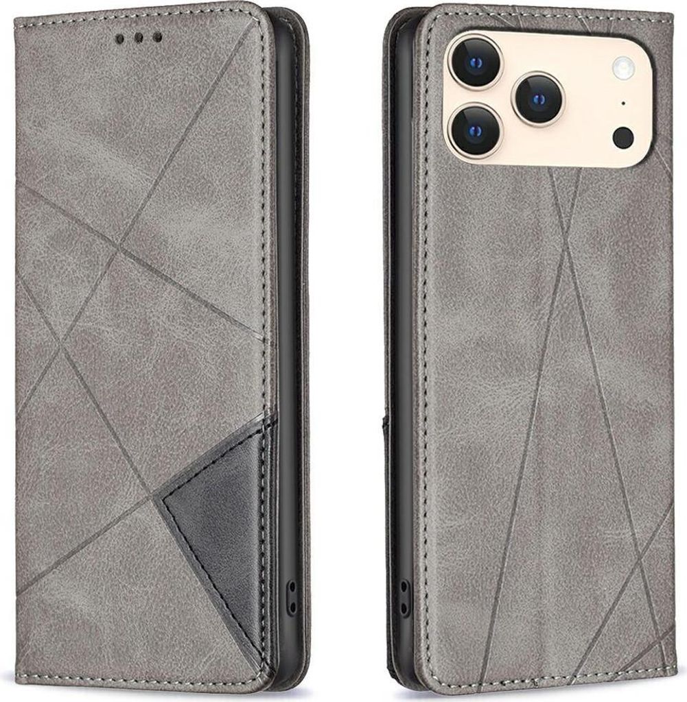 Mobigear Rhombus Slim iPhone 17 Pro Max Hülle Klapphülle - Grau
