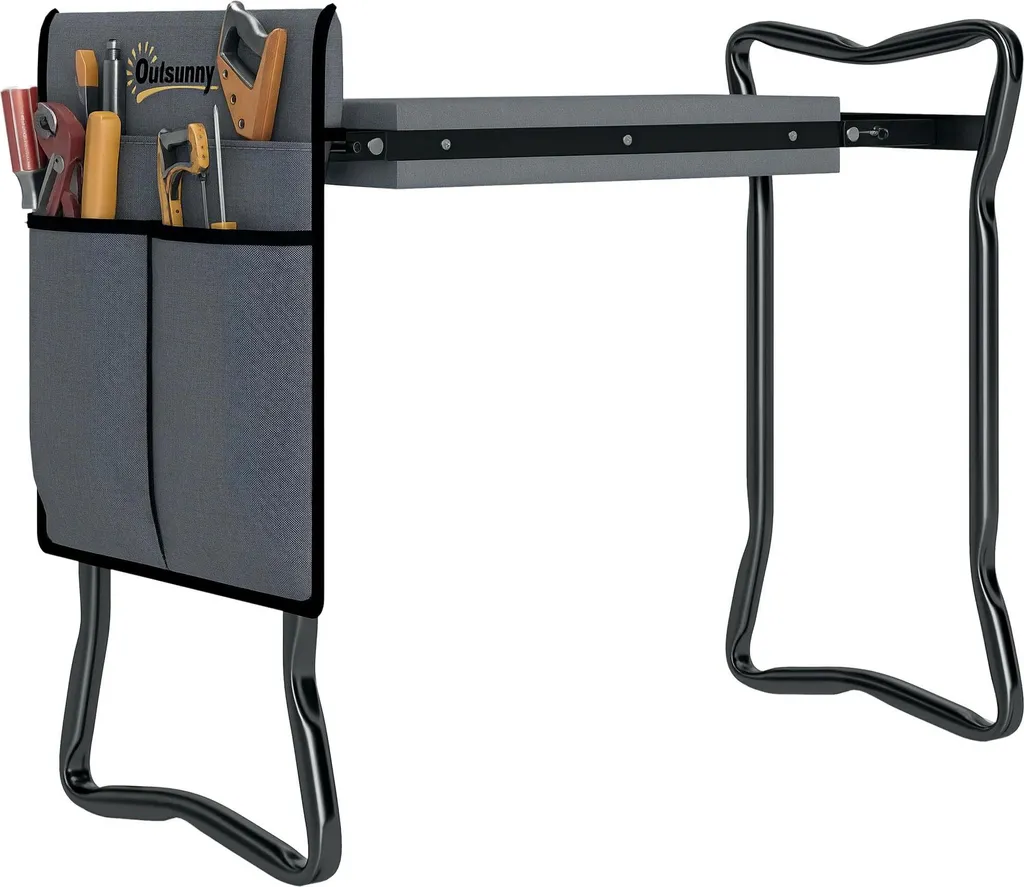 Siège et agenouilloir de jardin 2 en 1 pliable avec sac de rangement