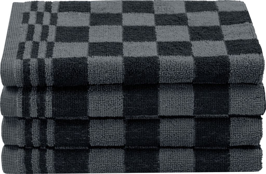 Schwarzes kariertes Frottee Küchenhandtuch Set (4 Stück)