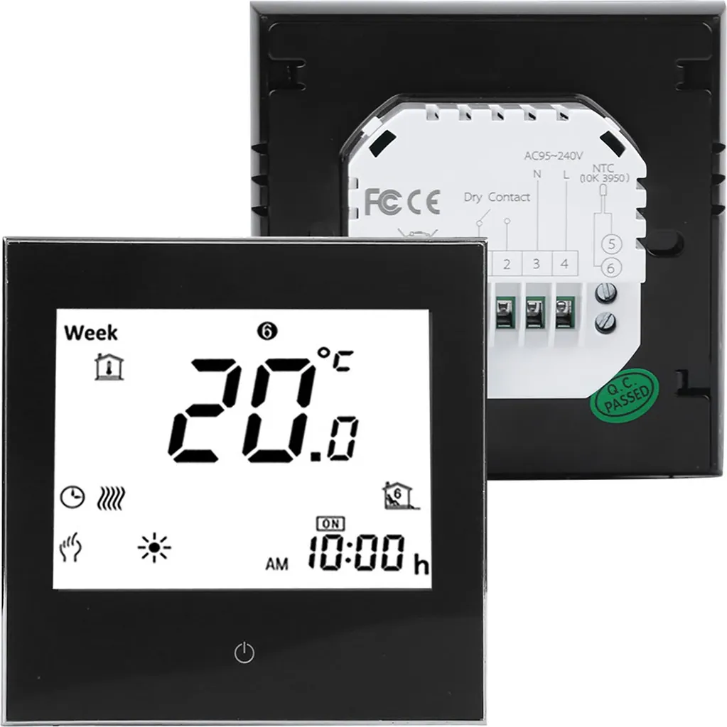 Thermostat d'ambiance tactile programmable pour chauffage central 5A - 8